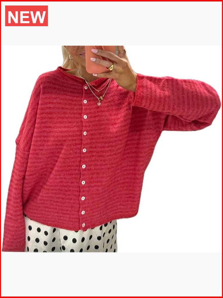 Women Knitted Cardigan Sweater Long Sleeve Button Down Loose Fit Y2k Vintage